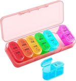 Weekly Pill Box Organiser. 2 Times a Day AM PM - 7 Day Travel Portable Case PINK