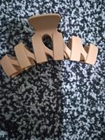 Beige Plastic Hair Claw Clip with Teeth, Rectangle Shape, 10cm, Women