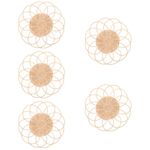 5Pcs Reusable Rattan Woven Coasters Beige Rustic Home Table Protection