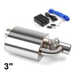 3" 76mm Tip On Single Exhaust Muffler Valve Pipe + Wireless Remote Controller