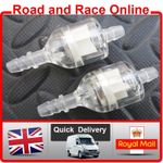 2 x Inline Motorcycle Fuel Filters For Use With 5-6mm ID Fuel Pipe Petrol Hose