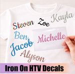 Personalised Iron On Names HTV Vinyl Decals Transfer Fabric Clothes Bag Shirt F9