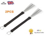 1 Pair Drum Brushes Retractable Steel Wire Brushes Jazz Drum Wire Sticks Brush ✅