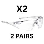 2 x Bolle Safety Glasses Rush Clear with cord Protective eyewear goggles RUSHPSI