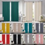 Pair Ready Made Thick Blackout Curtains Thermal Fabric with Rings Top Eyelet