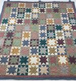 Vintage Handmade Beautiful Sawtooth Star Pattern Multicolored Quilt 81x81 Inch