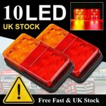 12V 10 Led Rear Tail Lights Lamp Pair 4 Function Trailer Caravan Truck Lorry UK