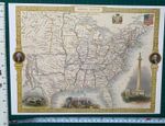 Old Antique vintage Picture map 1800s: United States America: Tallis: Reprint