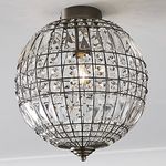 Litecraft Ceiling Light Crystal Effect Ball E27 Flush Mount - Pewter Clearance
