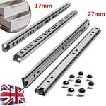 1-10Pairs Drawer Runners Grooved Ball Bearing Slides Cabinet Draw Rail 17mm 27mm