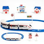 24 PCs Kids Bullet Train Toy Realistic Electric Railway with Accessories Playset