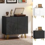 High Gloss Storage Cabinet with 2 Doors, Adjustable Shelf, Hairpin Legs