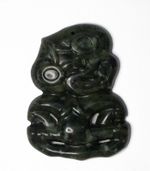 Hetian Green Jade Maori Tiki - with Golden Era's GUARANTEE of Authenticity.