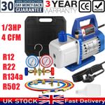 4CFM 1/3HP Air Vacuum Pump W/Oil HVAC + R22 R134A Kit AC Manifold Gauge Tool Set