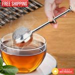 1PC Stainless Steel Tea Strainer Press Type with Handle & Snap Ball Filter UK