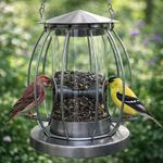 Wild Garden Bird Seed Feeder With Squirrel Guard Cage Metal Hanging Station