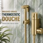 Brushed Brass Thermostatic Douche Kit | Muslim Shower | Bidet Spray Hose & Valve
