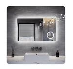 ELEGANT Bluetooth Bathroom Mirror With Led Shaver Socket Demister Size 100x60cm