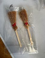 1:12 Dollhouse Miniature Straw & Wood Brooms, Brown Cleaning Accessories (2)