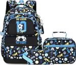 Makukke Kids School Backpacks Set for Boys, Football School Bag Teens with Lunc