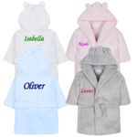 Personalised Embroidered Baby Robe Dressing Gown Hood Baby Gift for Boy and Girl