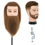 14" Barber Training Head 100% Man Real Hair Beard Hairdressing Mannequin Doll