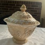 Von Schierholz "Capri" Porcelain Lidded Pot with raised putti details & gilding