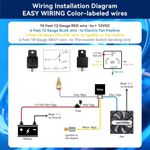 12V 60A Electric Radiator Fan with Thermostat Switch Kit for Cars/Trucks/Boats
