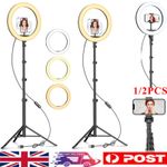 1/2X 10" Ring Light w/ Tripod Stand & Phone Holder Selfie Ring Light Live Video