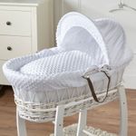 FYLO White Dimple White Wicker Baby Moses Basket With Mattress