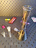 Ghost Chrome, Unique 25cm Premium Glass Bong & Bowl with Ice Pinch - Obsidian