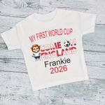 My First World Cup 2026 Personalised England Baby Bib Vest Grow T-Shirt