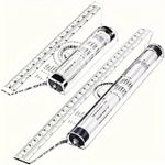 2PCS Plastic Drawing Roller Ruler Parallel Multi Function Measuring DraftingTool