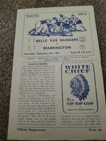 VINTAGE RUGBY LEAGUE PROGRAMME BELLE VUE RANGERS V WARRINGTON  3RD FEBRUARY 1951