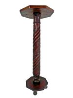 Vintage Antique Style Carved Mahogany Plant Lamp Stand
