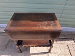 Vintage 1950s Wood Dark Oak Drop Leaf Hostess/Drinks Trolley,Table ,2 Tier