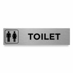 Slimline Aluminium Ladies Gentlemen Symbol Toilet Sign 200 x 50mm, Silver
