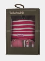 Timberland Infant baby Crib Boots & Hat Gift Set girl pink Stripe UK Size 3