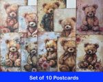 Teddy Bear Vintage Style Postcards - Hand Made - set of 10