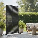 Nicoman Metal Privacy Screen 90x180cm | Indoor & Outdoor Slat Panels with Stand