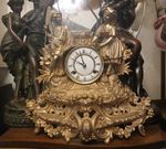 Antique French Gilt Metal Figural Mantel Clock  By Franz Hemie