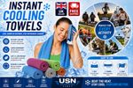 X4 pack Instant Cooling Fast Drying Absorbent Towels with carry bag - NEW UK