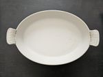 LE CREUSET COUSANCES 32CM CAST IRON VOLCANIC ORANGE GRATIN/ROASTING/BAKING DISH.
