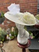 Handmade Unique Gorgeous Winter White Hat ,hat for Ascot, wedding Hat 