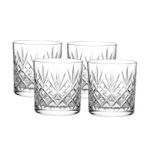 Whiskey Glass Set Crystal Cut Design Glasses 340ml Brandy Whiskey Tumblers 4pcs