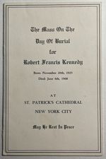 Program Robert F. Kennedy funeral St. Patrick's Cathedral June 6, 1968