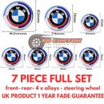 7x BMW 50th Anniversary Emblem Centre Caps Badges Set 82mm 74mm 56mm 45mm UK