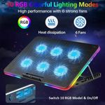Laptop Cooling Pad 6 Quiet Fans 7 Height Setting Gaming Cooling Mat Stand Tilt
