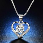 Crystal Love Heart Pendant 925 Sterling Silver Necklace Women Jewellery Gift UK