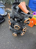 Plastic Drain Inspection Chamber/Manhole Base Multiple Side Inlets Black/Orange